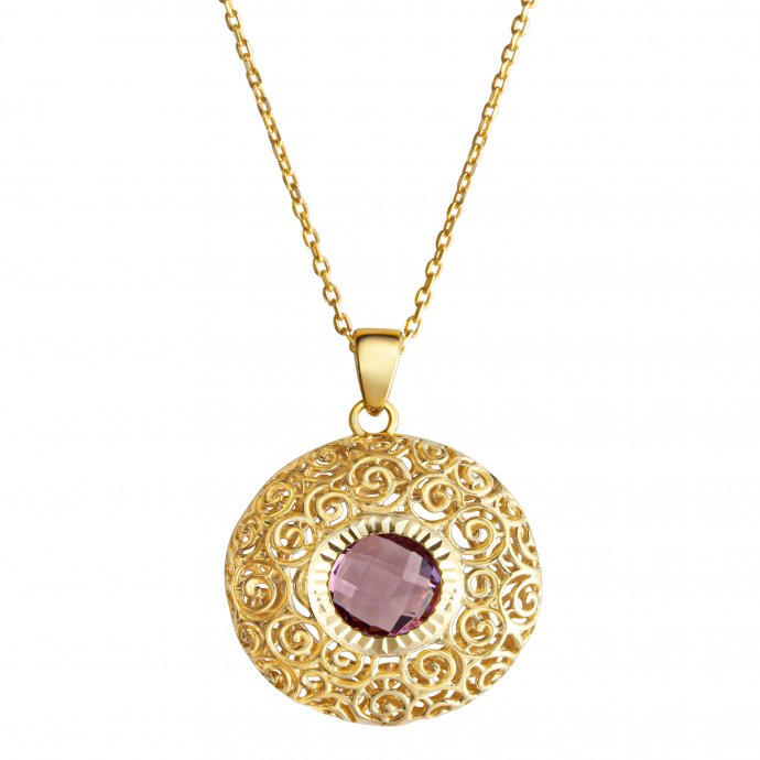 Halskette Gold 333 mit echtem Amethyst 8mm