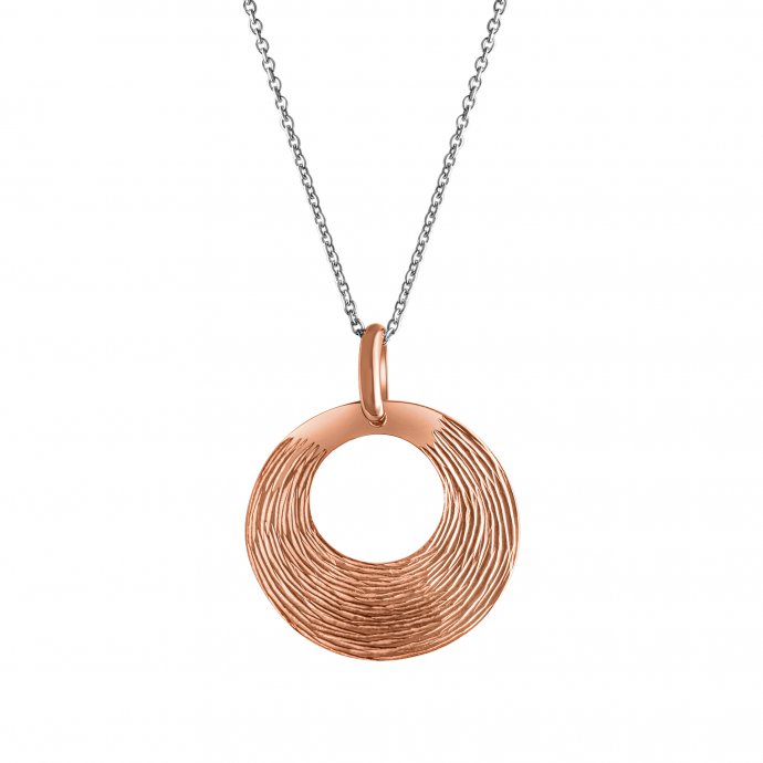 Halskette Silber 925 rosé-vergoldet 42+3cm lang mit diamantierter Oberfläche