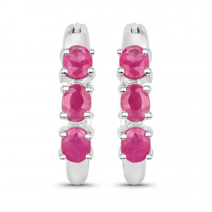 Ohrringe Silber 925 rhodiniert mit 6 natürlichen Rubinen