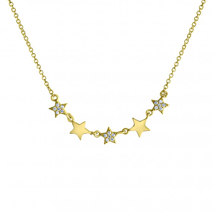 Halskette 925 Silber vergoldet Sterne Zirkonia