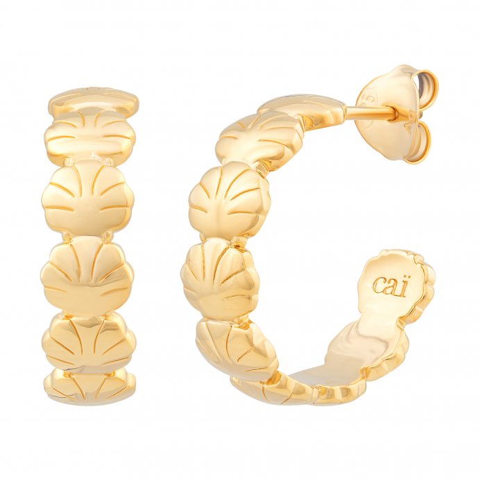 Creole 925 Sterling Silber gelb vergoldet Muschel