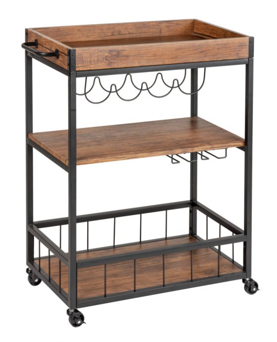 Küchenwagen Mod. Rustico, mit Weinglashalter und Flaschenhalte