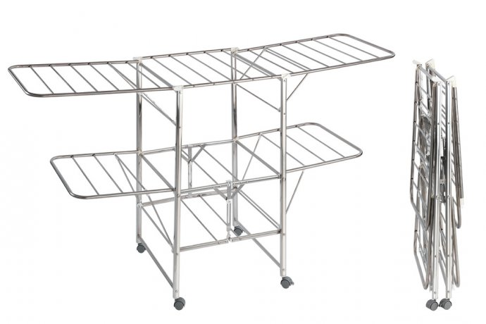 Wäschetrockner Edelstahl Mod. Mobil, mobiler Wäscheständer mit Leichtlaufrollen und Feststellbremsen