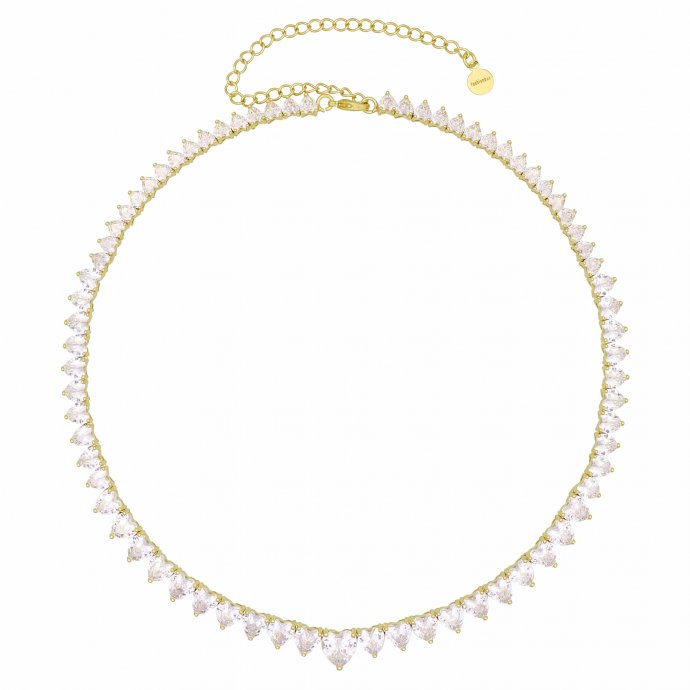 Collier vergoldet Zirkonia weiss Mittelteil Zirkoniaherz weiss