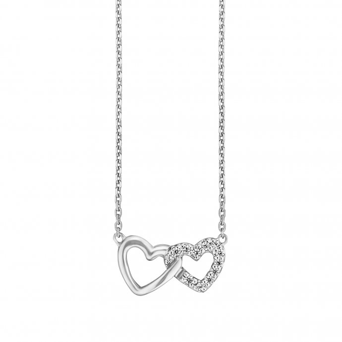 Collier 925/- Sterling Silber rhodiniert  2 Herzen