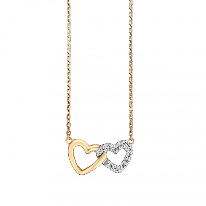 Collier 925/- Sterling Silber vergoldet  2 Herzen