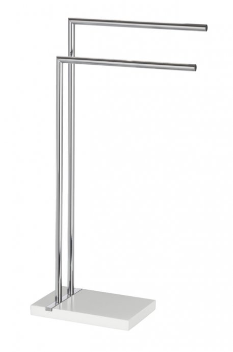 Handtuchständer Mod. Noble White mit 2 Armen, aus verchromtem Stahl