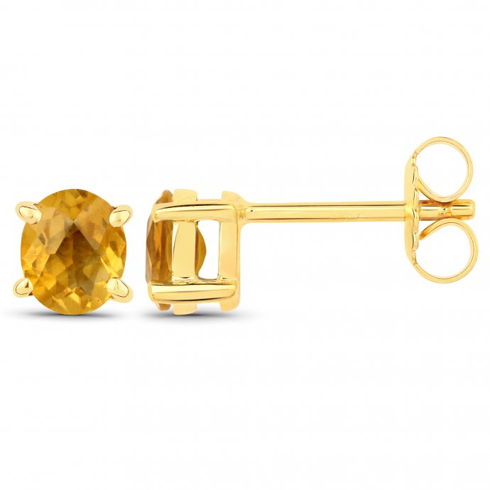 Ohrstecker 925-Sterling Silber vergoldet Glänzend Citrin gelb