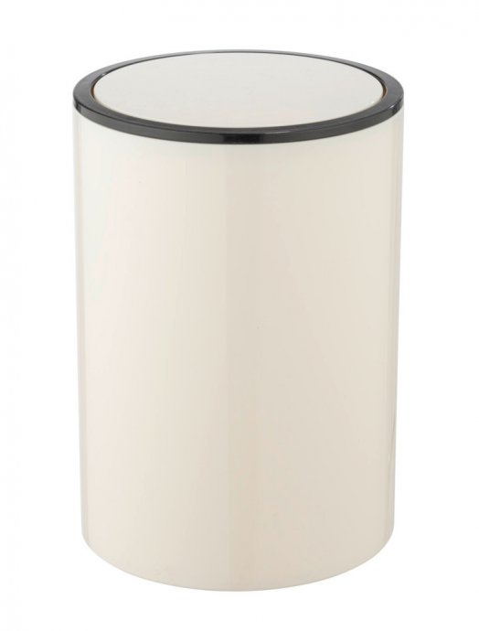 Schwingdeckeleimer Mod. Inca Creme/Schwarz, 5L, hochwertiger Kunststoff, 5 Liter