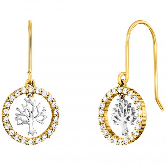 Ohrhänger 925/- Sterling Silber rhodiniert/vergoldet  44 Zirkonia Baum