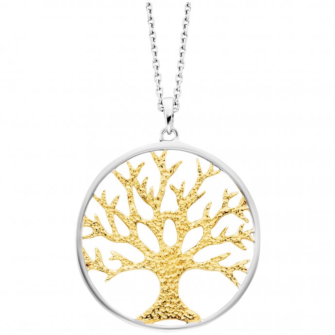 Anhänger mit Kette 925/- Sterling Silber rhodiniert/vergoldet  Motiv Lebensbaum