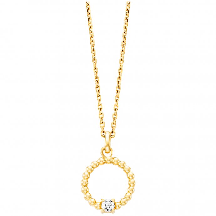 Anhänger mit Kette 925/- Sterling Silber vergoldet  1 Zirkonia