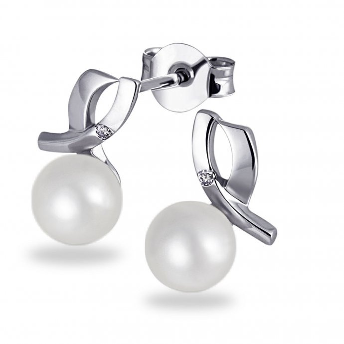 Ohrstecker 375 Weißgold  Glänzend 2 Brillanten weiß