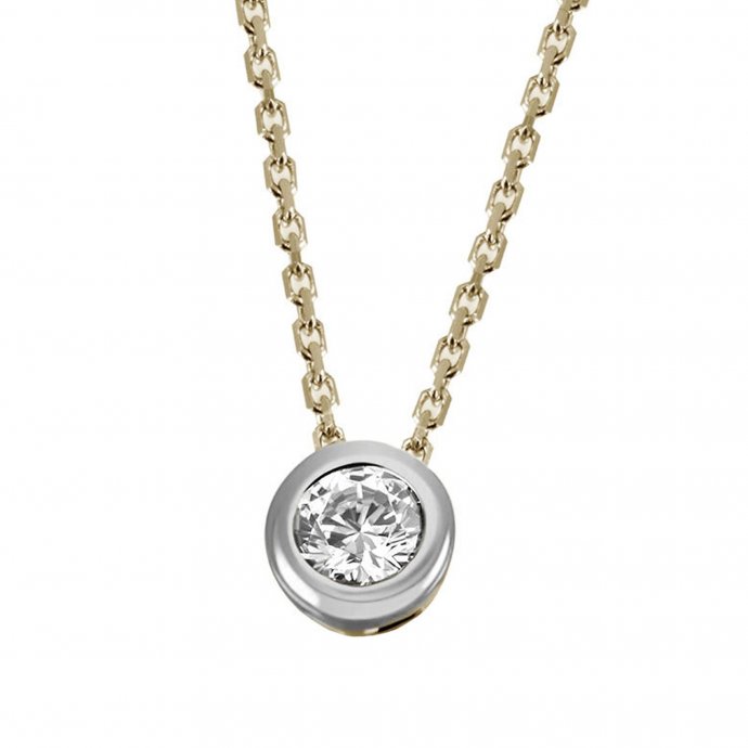 Anhänger mit Kette 375 Gelbgold  Glänzend 1 Brillant weiß