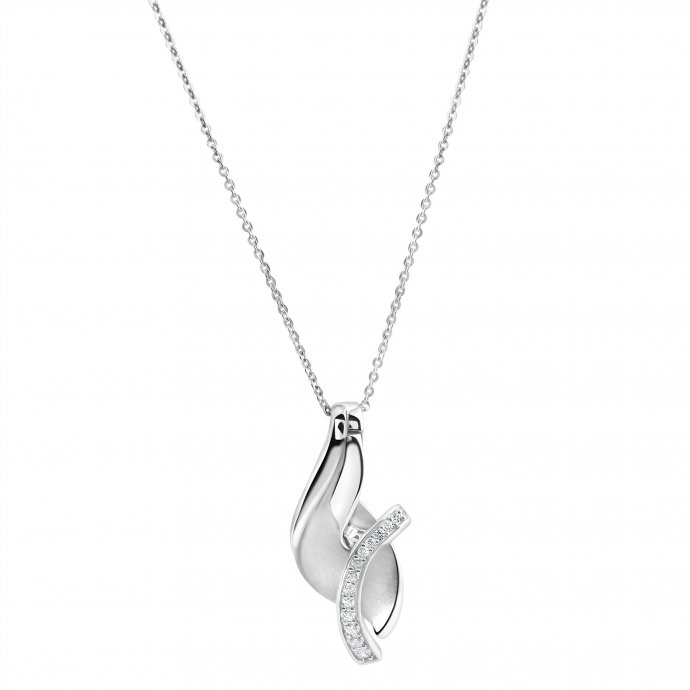 Anhänger mit Kette 925/- Sterling Silber rhodiniert Zirkonia