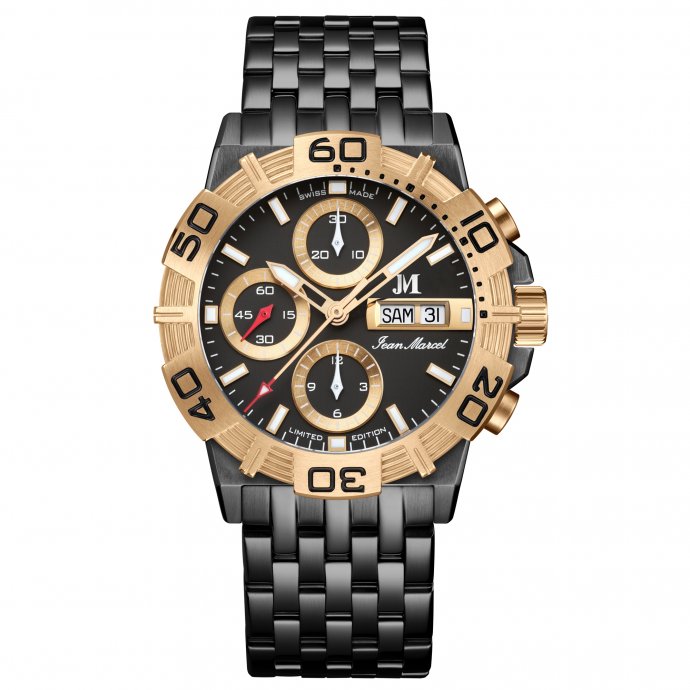 Herren Armbanduhr Edelstahl rotvergoldet (teil) Satiniert 22cm