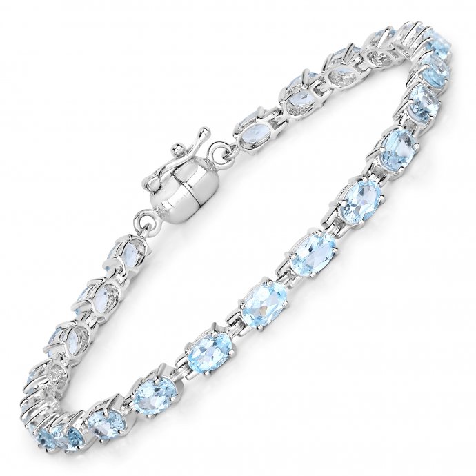 Armband 925-Sterling Silber rhodiniert Blautopas oval