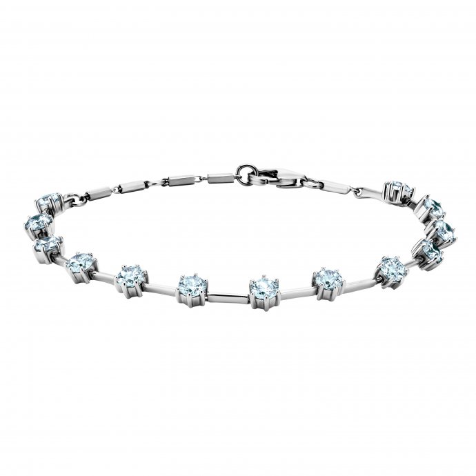 Armband 925 Silber rhodiniert Zirkonia hellblau