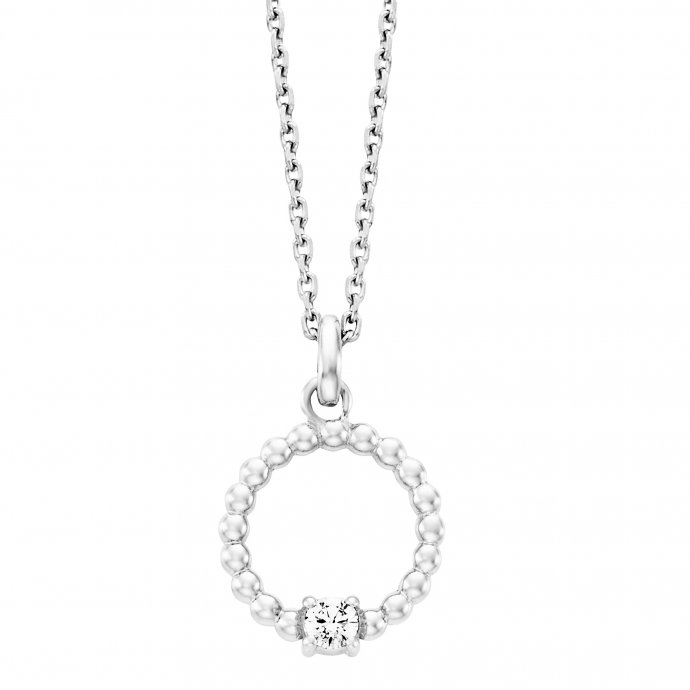 Anhänger mit Kette 925 Silber rhodiniert Zirkonia weiß