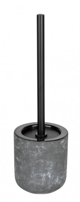 WC-Garnitur Mod. Sacile, grau/schwarz, Keramik, Edelstahl, Ø11.5x38 cm, Betonoptik, freistehend, edelstahlgriff