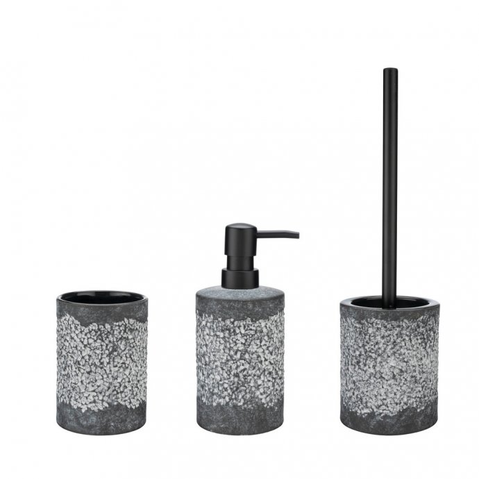 Bad-Accessoire Set Mod. Anfo Grau, 3-teilig, aus hochwertiger Keramik