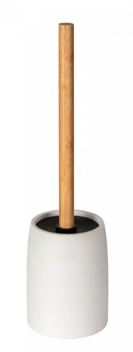 WC-Garnitur Mod. Altavalle, weiß, polyresin, bambus, 38.5x10.5 cm, schwarzer Bürstenkopf, freistehend