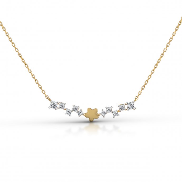 Collier 375/- Gelbgold bicolor Zirkonia