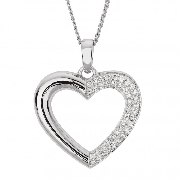 Halskette Gold 585 Herz-Anhänger 42/45cm lang mit 41 Brillanten zus. 0,33ct.