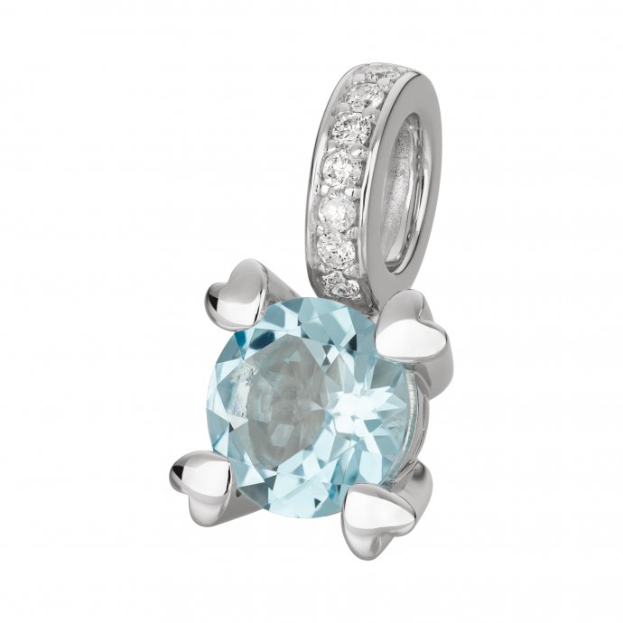 Anhänger Gold 585 mit Blautopas (beh.) und 7 Brillanten zus. 0,07ct.