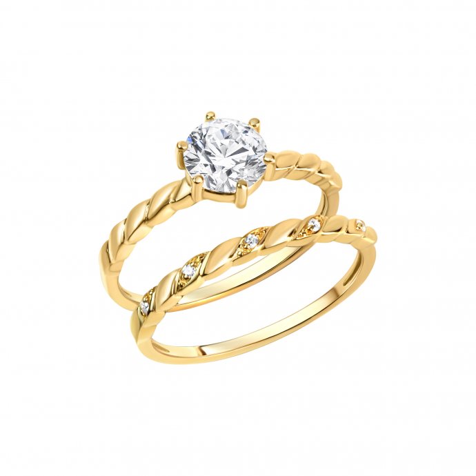 Ring Silber 925 vergoldet mit Zirkonia weiß