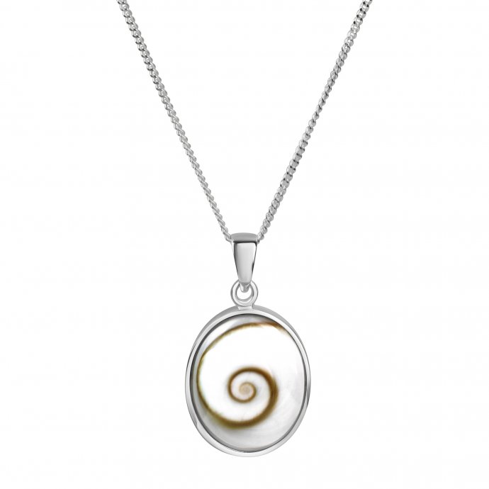 Halskette Silber 925 rhodiniert mit weißer Muschel 45cm lang