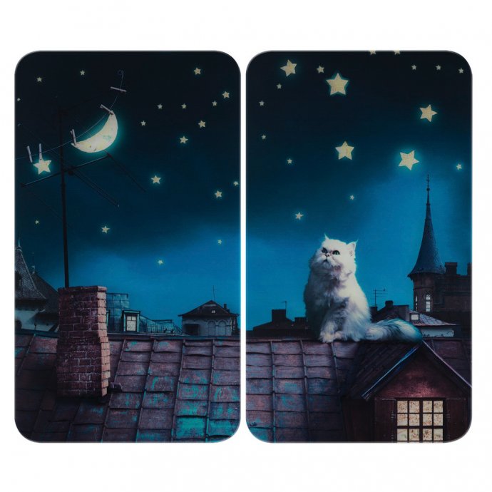 Herdabdeckplatte Universal Mod. Moon Cat, 2er Set, für alle Herdarten geeignet