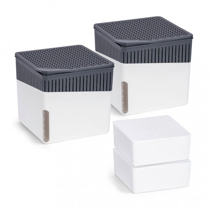 Raumentfeuchter Mod. Cube Weiß 500 g, 2er Set, beugt Schimmel und Gerüchen vor