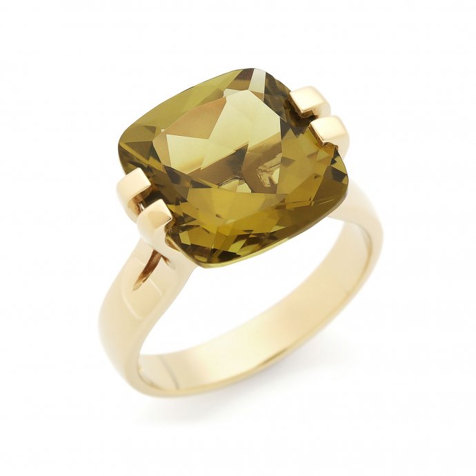 Ring 925 Sterling Silber vergoldet Glänzend Topas Quarz grün