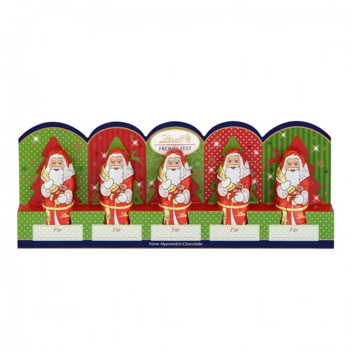 Lindt Mini Weihnachtsmänner mit Perforation Milch 50g 5er Pack