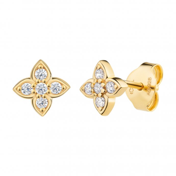 Ohrstecker 925  Silber vergoldet Zirkonia