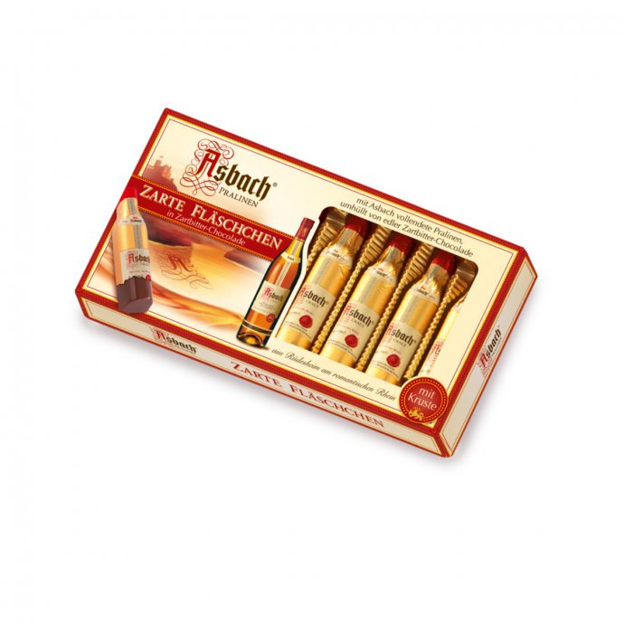 Asbach Pralinen Zarte Fläschchen aus Zartbitterschokolade 100g