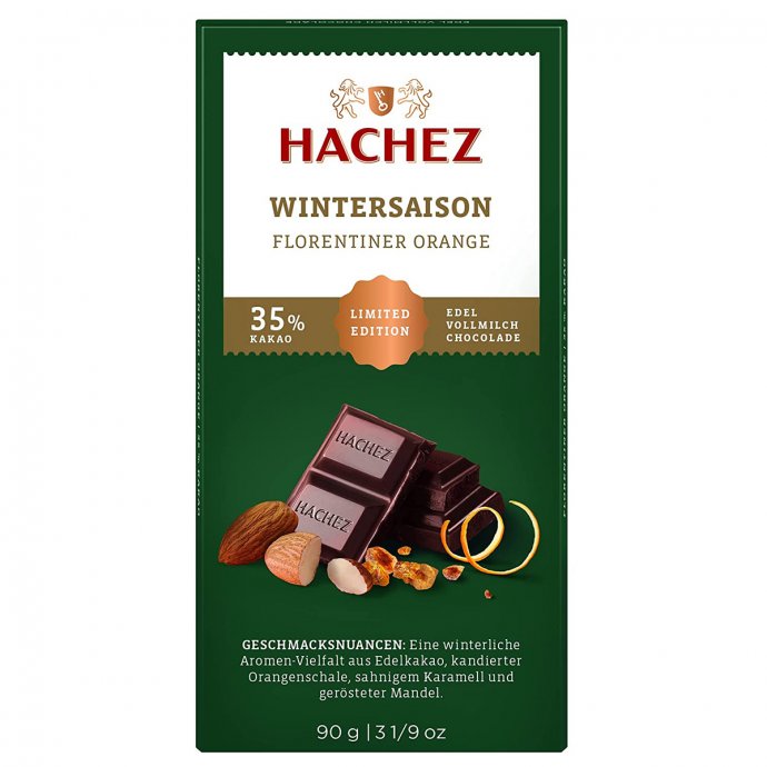 Hachez Wintersaison Florentiner Orange mit Chocolade und Kakao 90g