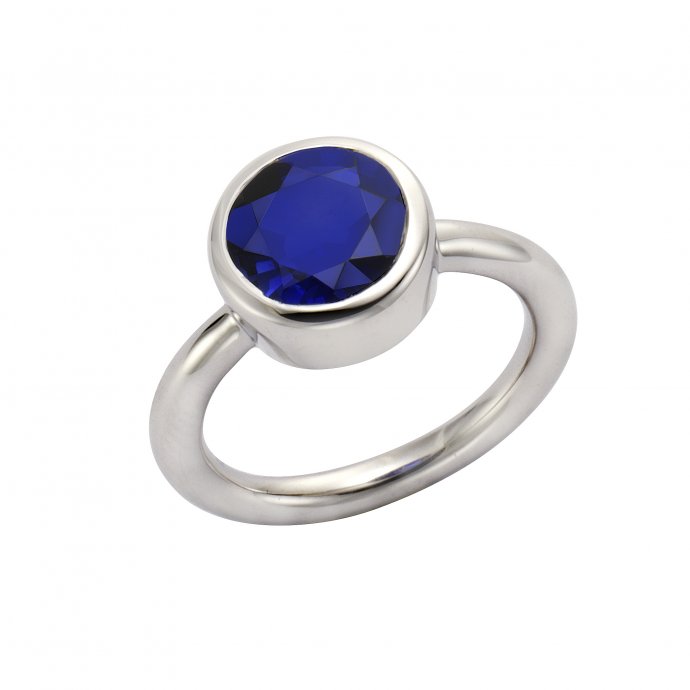 Ring 925/- Sterling Silber rhodiniert Quarz blau