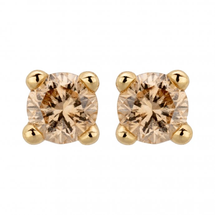 Ohrstecker 585/- Gelbgold glanz 2 Brill. 0,10ct. braun