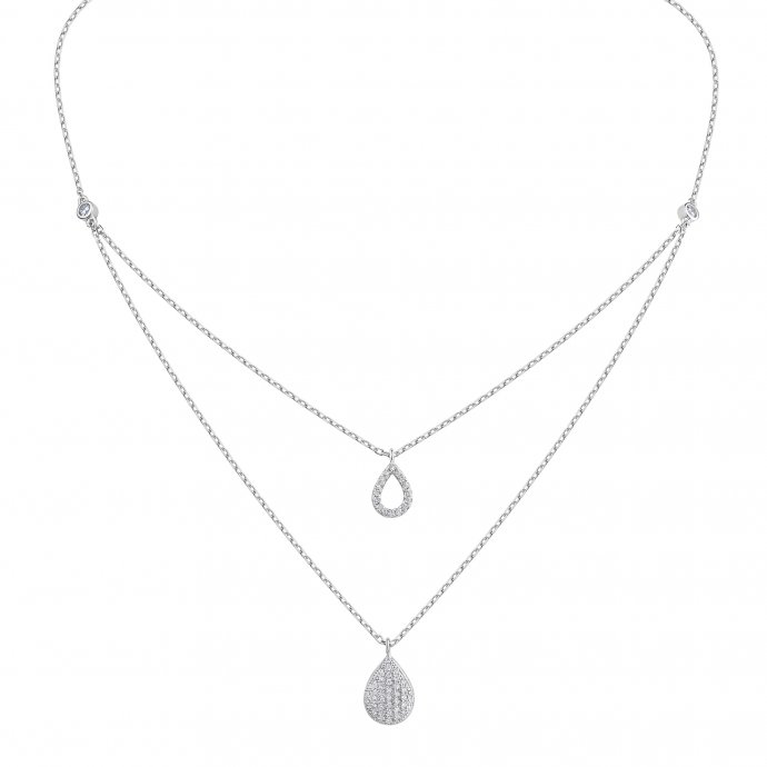 Collier 925 Silber rhodiniert Zirkonia