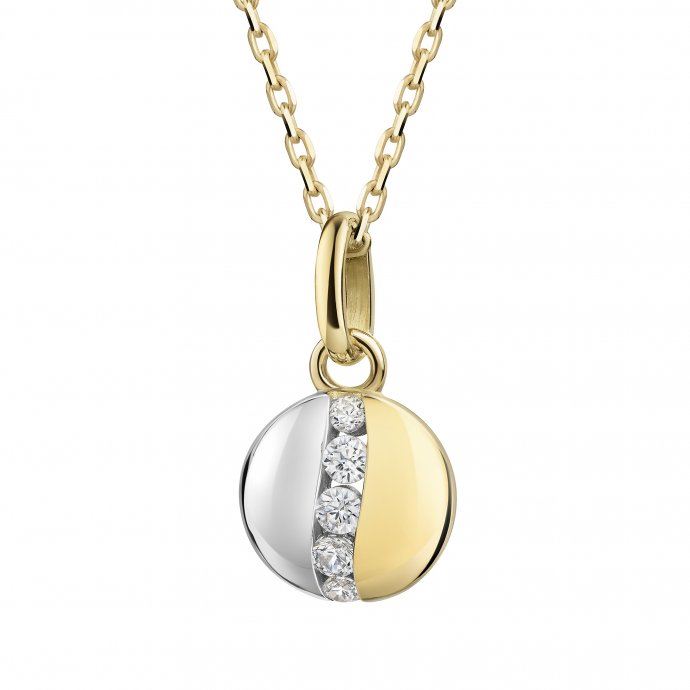 Anhänger mit Kette 375 Gelbgold Zirkonia