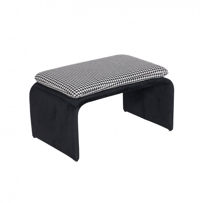 Polsterhocker B/H/T 61 x 34,5 x 40 cm Vance Hahnentritt Schwarz-Weiß