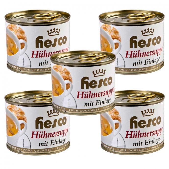 Hesco klare Hühnersuppe mit Einlage Verzehrfertig 5 Dosen 1060ml