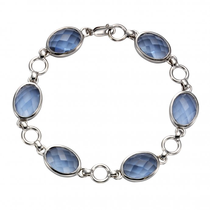 Armband 925 Silber rhodiniert Quarz blau (beh.)
