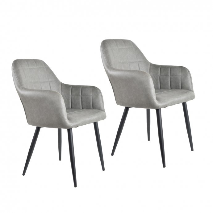 Armlehnenstuhl Kunstleder Vintage 2er Set Albany Antikgrau