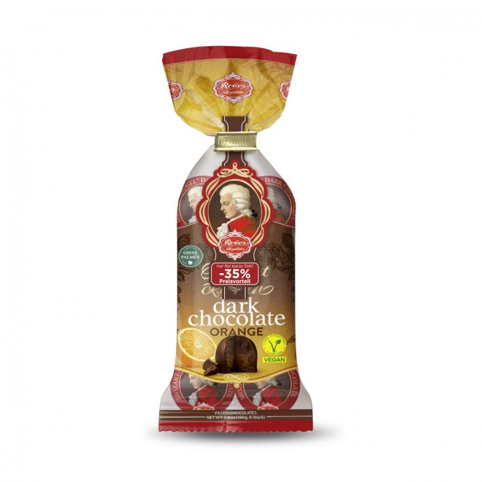 Reber Mozartkugeln Dark Orange Pralinen 8er fruchtig-herben Note 160g