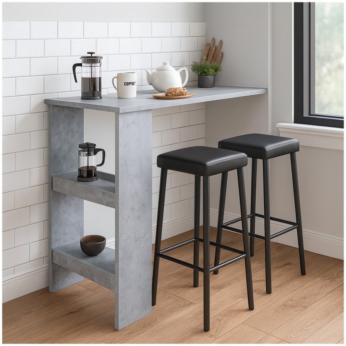 Bartisch mit Stauraum modern mit Ablagefächern in Beton