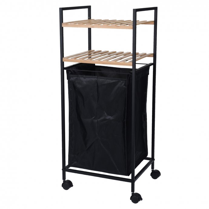 Bad Regal mit Wäschesack auf Rollen