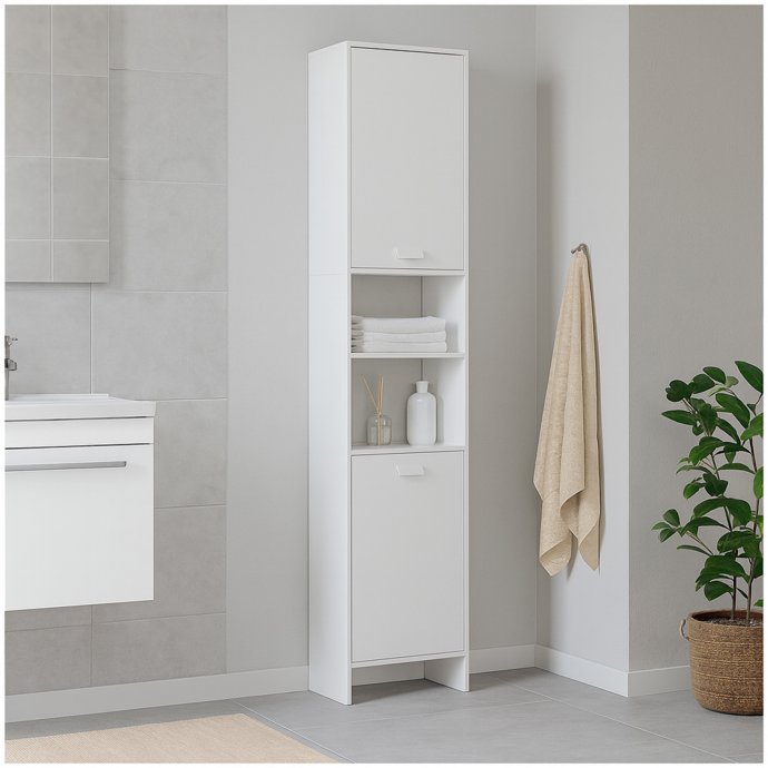 Hochschrank Badschrank Stauraumschrank mit Türen und Fächern